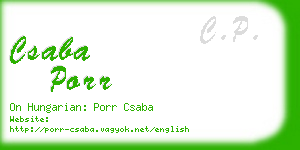 csaba porr business card